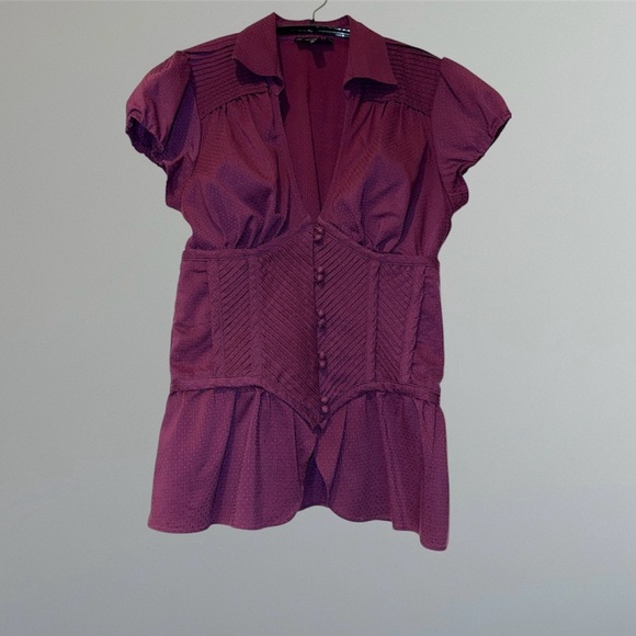 🛍️SALE🛍️ bebe Deep V Neck Corset Top with Puff Short Sleeve - Picture 4 of 8